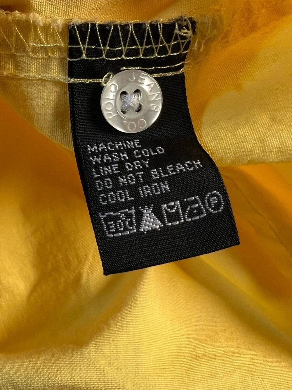 Polo Jeans Co Ralph Lauren Shirt Yellow Button Up Women's Large Vintage